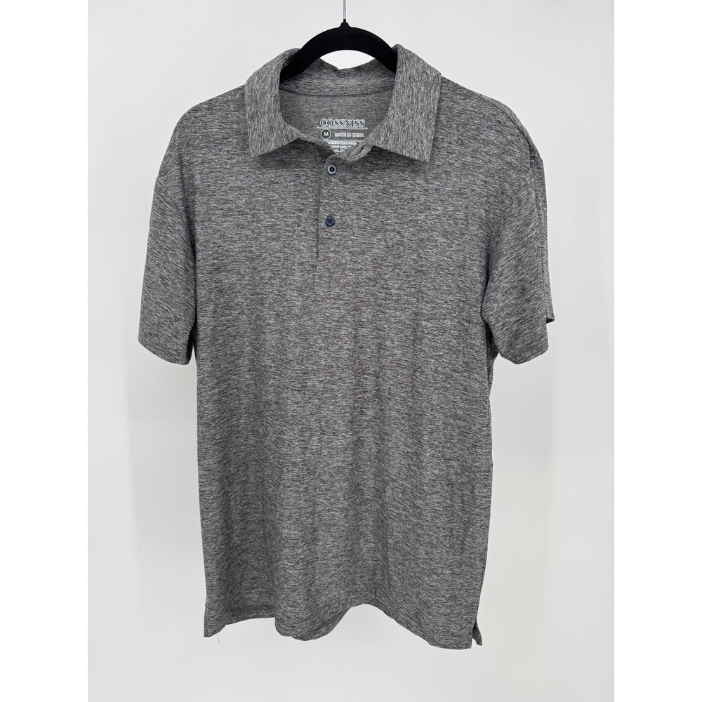 COSSNISS Men's Heathered Gray Short Sleeve Polo Shirt Size Medium